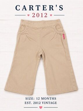 Vintage 2012 Carter’s Khaki Pants Baby Girl 12M Wide Leg Y2K Style